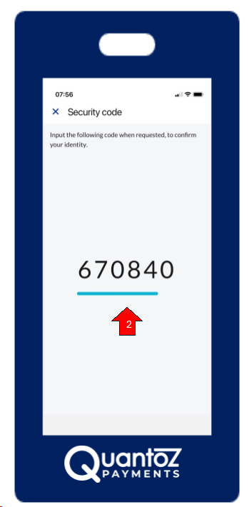 Quantoz Payments app: copying the security code