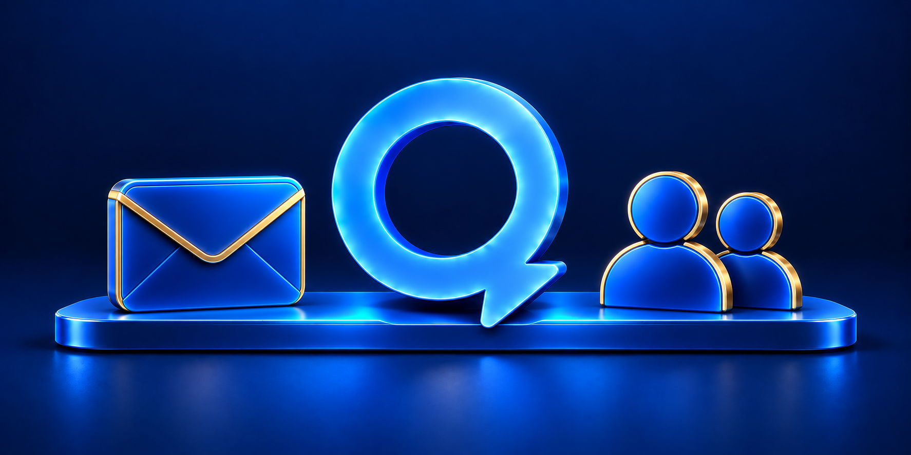 An envelope and the Quantoz team beside the Quantoz Q, connected on one platform.
