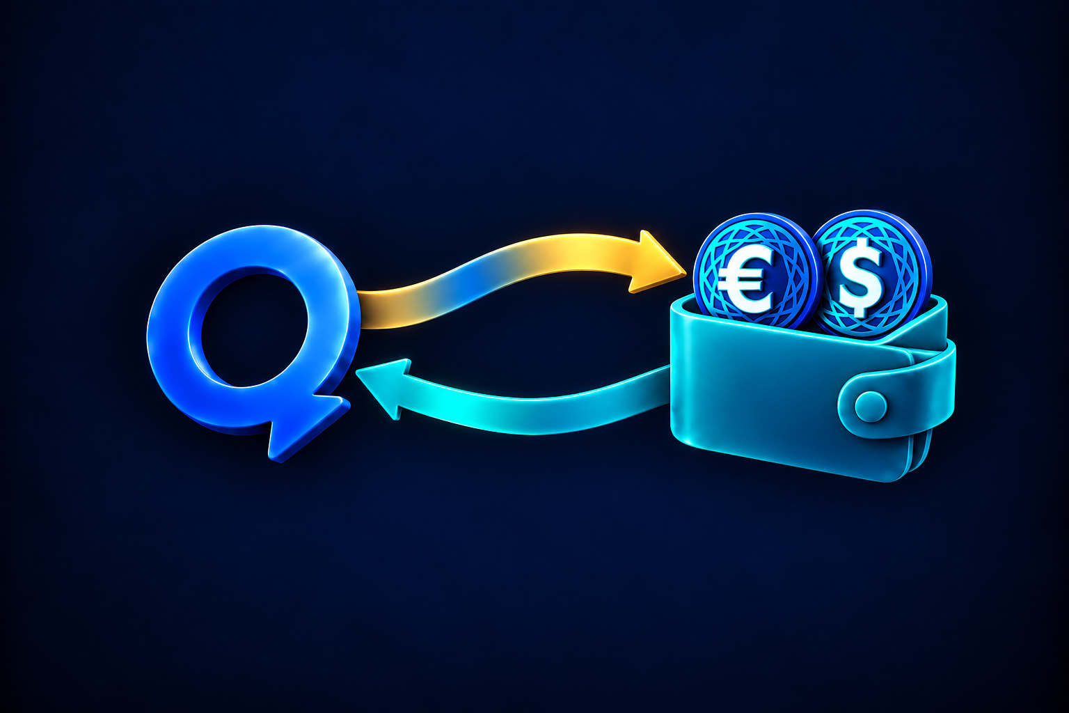Quantoz connects directly to a wallet holding euro and dollar stablecoins, with a shared route for issuance and redemption.